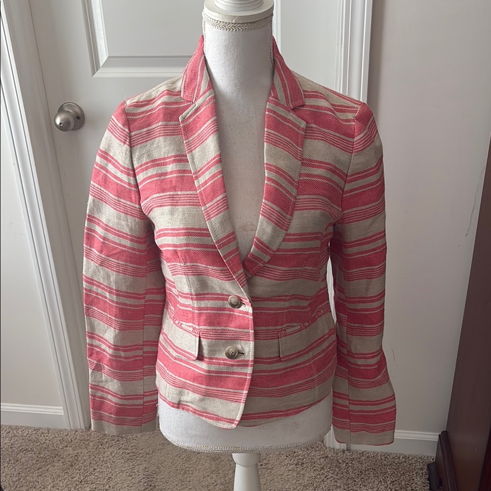 LOFT linen Pink and Cream Blazer